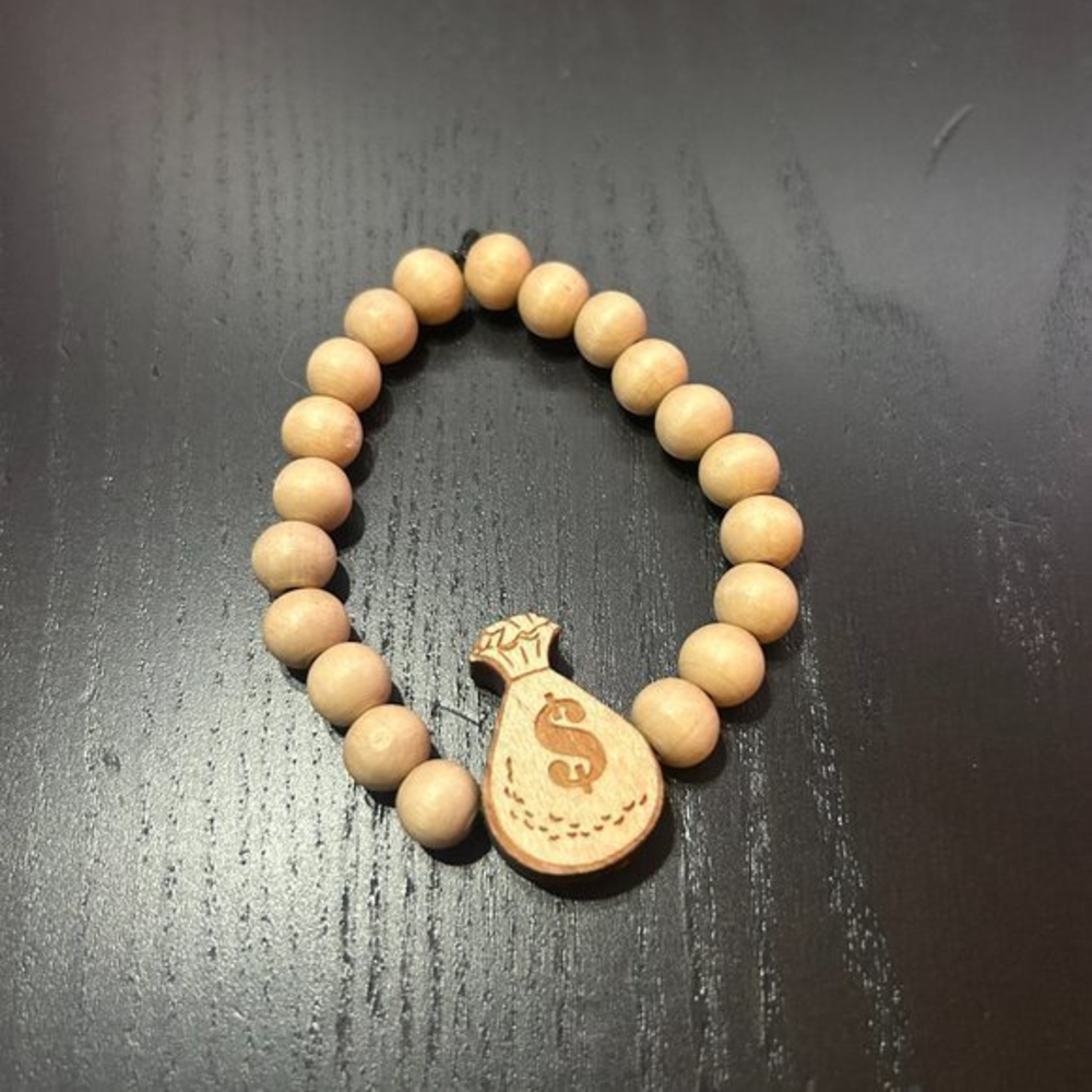 GoodWood NYC Cash Bag Bracelet Wooden Pendant‎ Wooden Beaded